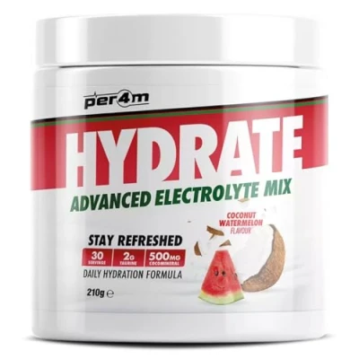 Afbeelding van Per4m Hydrate Advanced Electrolyte Mix Coconut Watermelon 30 servings Elektrolyten Electrolytes poeder Sportdrank Taurine