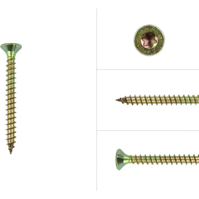 Afbeelding van Spaanplaatschroeven Geel Verzinkt 6 x 80 mm Torx 30 met snijpunt Doos 200 Stuks
