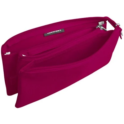 Afbeelding van Clairefontaine 8489C Pennenetui (vlak textiel, 22 x 2 10 cm, metalen flap 3 vakken) 1 stuk framboos