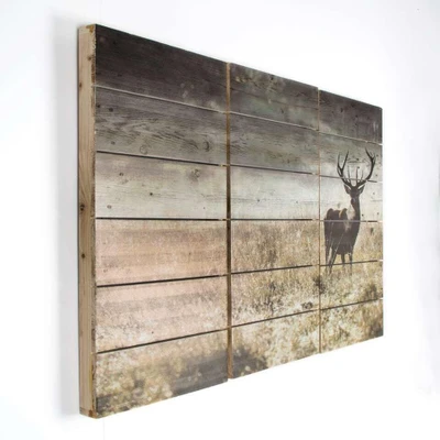 Afbeelding van Art For The Home print op hout set Hert 90x60 cm