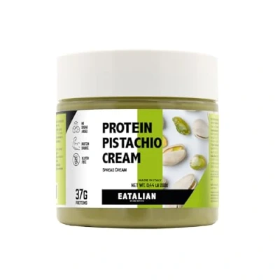 Afbeelding van EATALIAN by AMZ BETTER Proteïnecrème met pistache, heerlijke smeerbare crème een zoete en unieke smaak, 37 g proteïne, ideaal op brood, uitstekend bij Dubai Chocolate, 200 g, gemaakt in Italië