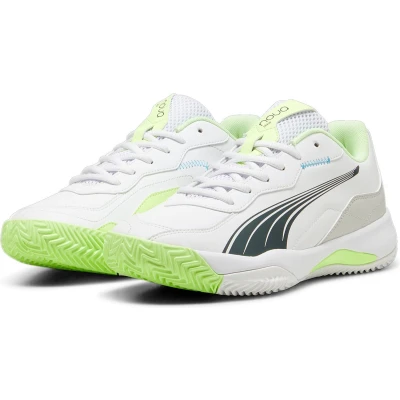 Afbeelding van Puma NOVA Smash Padelschoenen, Heren, Maat: 40.5, White/luminous blue/fizzy apple/shadow gray Textiel/ synthetisch