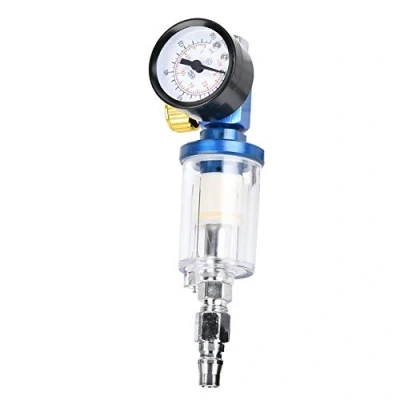 Afbeelding van Mini Luchtdrukregelaar, 1/4 &quot;Luchtinlaatdrukregelaar + Inline Waterolie Trap Filter Separator voor spuitpistool Tool