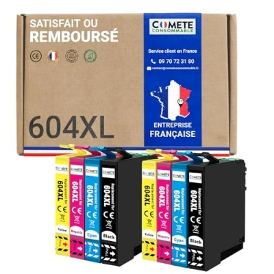 Afbeelding van COMETE 604XL 8 Inktpatronen Compatibel met Epson 604 XL Ananas Inktcartridges voor XP 2200 2205 XP4205 und Workforce 2910DWF 2930DWF 2935DWF (2 Zwart 2 Cyaan Magenta Geel)