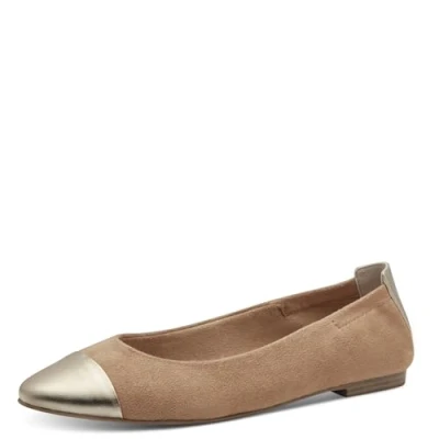 Afbeelding van Marco Tozzi Ballerina&#039;s, Dames, Maat: 37, Biscuit Imitatieleer/ textiel