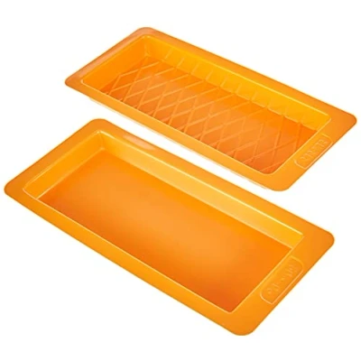 Afbeelding van Ibili Nougat Mallen Set Plain &amp; Diamanten 2 delig, Polyethyleen, Oranje, 23 x 10 cm