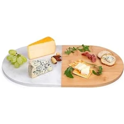 Afbeelding van alpina Snijplank en Borrelplank Tapasplank 27 x 22 cm Bamboe Marmer