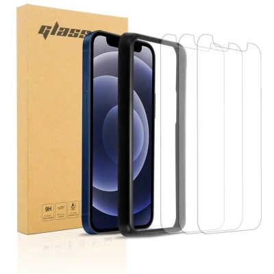 Afbeelding van Cadorabo 3x Pantser Film geschikt voor Apple iPhone 12 / PRO in TRANSPARANT Screenprotector Getemperd (Tempered) Display beschermend glas 9H hardheid met 3D Touch Installatiegids