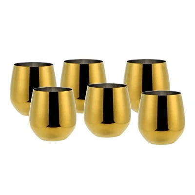 Afbeelding van ECHTWERK Set van 6 roestvrij stalen wijn en waterglazen, editie goud, 500 ml, 10 x 9,5 cm