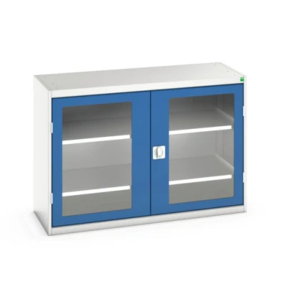 Afbeelding van Hoge kast Verso 1300x550x900mm met raamdeur en 2 legborden BOTT