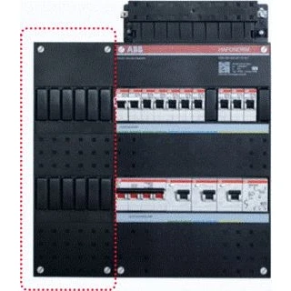 Afbeelding van Abb hafonorm installatiekast hnl opbouw 2x6mod met uitsparing kunststof ip20 hxbxd 330x110x75 mm zwart 1spf006964f0100