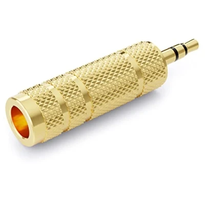 Afbeelding van deleyCON Jack Adapter [1 Stuk] 3,5mm naar 6,35mm Stereo Audiokoppelaar Voor Mobiele Telefoon Smartphone Tablet PC Notebook Computer Hifi Ontvanger Versterker Home Cinema TRS