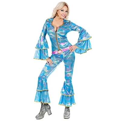 Afbeelding van W WIDMANN MILANO Party Fashion Kostuum jaren &#039;70 disco stijl, overall, dancing queen, eendelig, badknoop outfit, slagermove