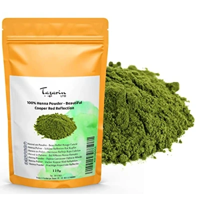 Afbeelding van 110g Henna Poeder, Naturel Mooie Koperrode Reflectie Haarkleuring 100% Natuurlijk, Puur en Zonder Toevoegingen Fijn poeder TazarinLtd