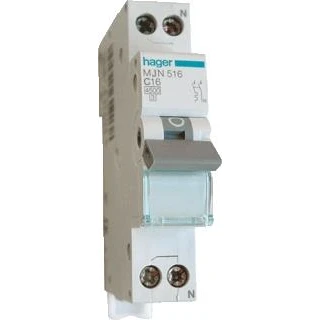 Afbeelding van Hager installatieautomaat 1 polig nul 16A C karakteristiek MJN516