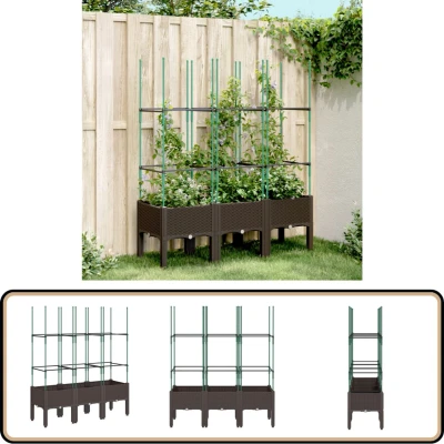 Afbeelding van Plantenbak met latwerk 120x40x142,5 cm polypropeen bruin
