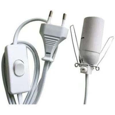 Afbeelding van LAMARE Kabel voor zoutlamp met eurostekker en schakelaar, wit, inclusief E14 lamp
