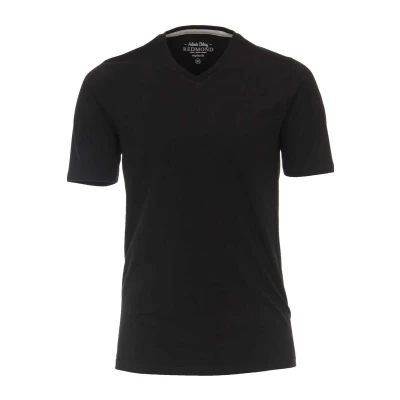 Afbeelding van Redmond Regular Fit T Shirt V hals zwart, Effen