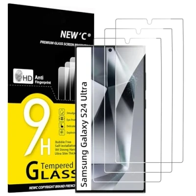 Afbeelding van NEW&#039;C 3 Stuks, Screen Protector VOOR Samsung Galaxy S24 ultra [NIET S24/S24 Plus], Gehard Glass Schermbeschermer Film 0.33 mm transparant, resistent