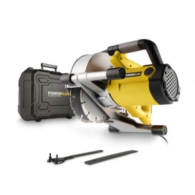 Afbeelding van Powerplus POWX0650 Muurfrees Sleufmachine Sleuvenfrees 1800W 2x Ø150mm Softstart Zaagbladen verstelbaar Incl. gereedschapskoffer, 2 diamantzaagbladen en stofzuigadaptor