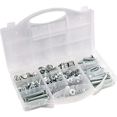 Afbeelding van Connex Schroefdraadassortiment 280 delig diverse maten zeskant volledige schroefdraad DIN 933/934 / 125/9021 verzinkt inclusief moeren/schroevenset/assortimentsdoos DP8500128