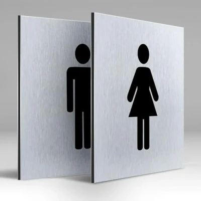 Afbeelding van Türschilder24 Aluminium Dibond schild deurbordje 120 x 3 mm WC toiletten dames heren set 100% Made in Germany (SET dames/heren)