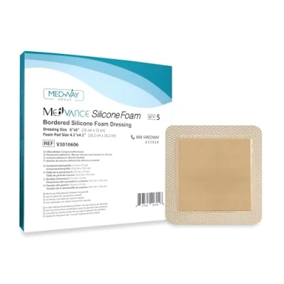 Afbeelding van MedVanceTM Silicone Bordered Adhesive Foam Dressing Size 15 cm x (10 10 pad), Box of 5 dressings