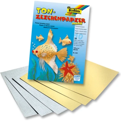 Afbeelding van Tekenblok Folia A4, 10 vel 130 gr. goud en zilver