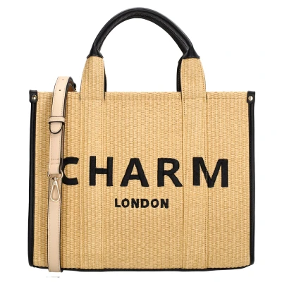 Afbeelding van Charm London Harrow Handtas Schouderband Shopper Schoudertas Riet Praktisch Stijlvol Zand