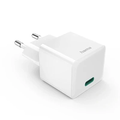 Afbeelding van Hama USB C oplader 30 W (USB netadapter, snel opladen, PD/Qualcomm®/GaN, mini laptop tablet smartphone powerbank, iPhone, iPad Pro MacBook Air Samsung Galaxy) wit