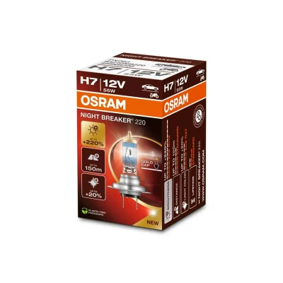 Afbeelding van OSRAM NIGHT BREAKER 220, H7, 220% di luminosità in più, lampada faro alogena, 64210NB220, scatola pieghevole (1 lampada)