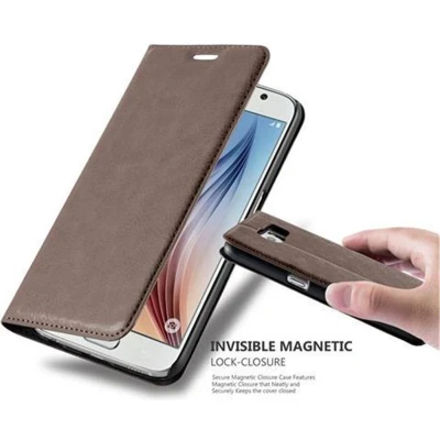 Afbeelding van Cadorabo Hoesje geschikt voor Samsung Galaxy S6 in KOFFIE BRUIN Beschermhoes met magnetische sluiting, standfunctie en kaartvakje Book Case Cover Etui
