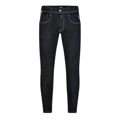 Afbeelding van Replay Jeans Heren Broek 5 pocket model slim fit zwart effen