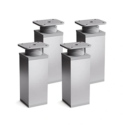 Afbeelding van sossai® design meubelpoten MFV1 set van 4 in hoogte verstelbaar Vierkant profiel: 40 x mm Kleur: alu Hoogte: 100 (+ 20 mm) Inclusief hoogwaardige houtschroeven