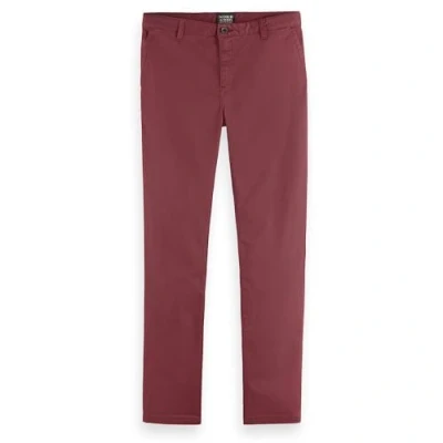 Afbeelding van Scotch &amp; Soda Heren Essential Mott Slim Fit Stretch Cotton Chino Pants, Wine 0640, 31W x 34L