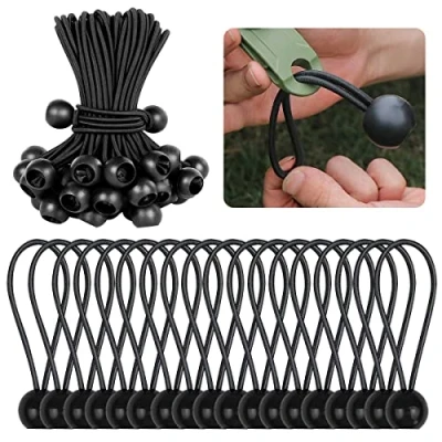 Afbeelding van 50 stuks spanrubbers met bal, rubberen spanners, zeilspanners tentrubbers, bal voor partytenten, zeilen