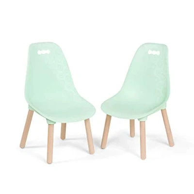 Afbeelding van B. spaces by Battat Kindermeubel: kinderstoel met houten poten, stabiele kinderstoelen in mintgroen (2 stoelen).