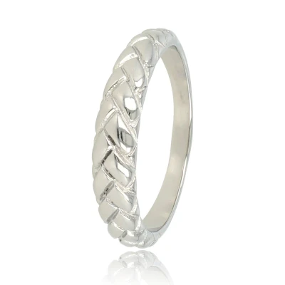 Afbeelding van My Bendel Gevlochten ring zilverkleurig zilverkleurige stapelring Met luxe cadeauverpakking
