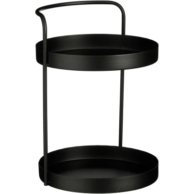 Afbeelding van Mica Decorations Stanli Etagère 2 Laags H35 x Ø25 cm Metaal Zwart