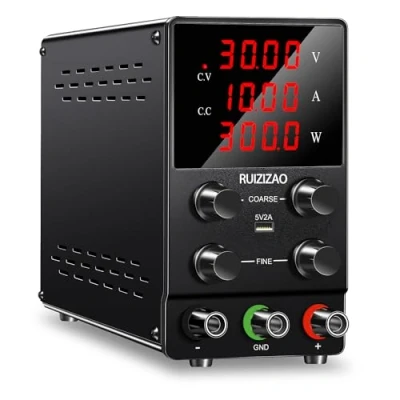 Afbeelding van RUZIZAO laboratoriumvoeding 30 V 10 A regelbaar: variabele schakelende voeding geregeld zeer nauwkeurig 4 cijferig LCD display 5 V/2 USB poort laboratorium DC voedingen