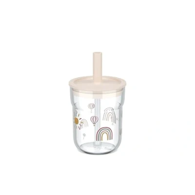 Afbeelding van Mepal Mio kinderglas met rietje 250 ml Makkelijk vast te houden Kinderservies Sunshine &amp; Rainbow