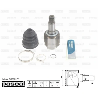 Afbeelding van Homokineet reparatie set, aandrijfas PASCAL G88001PC