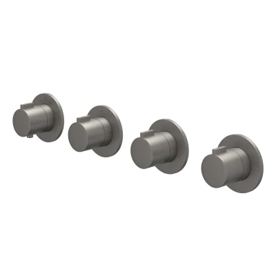 Afbeelding van IVY Pact afbouwdeel inbouwthermostaat 3 stopkranen symmetry Geborsteld Metal Black PVD