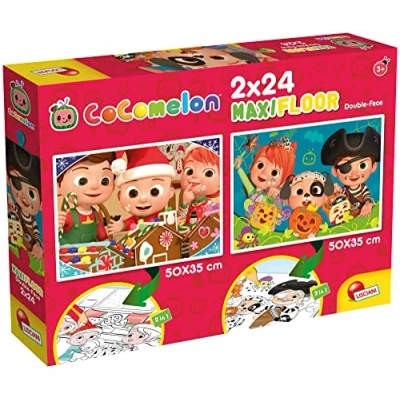 Afbeelding van COCOMELON vloerpuzzel Fijne Vakantie! 2 x 12 stukjes Puzzel en kleurplaat Formaat 50x35