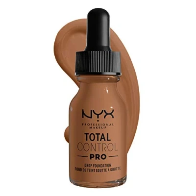 Afbeelding van NYX Professional Makeup Total Control Pro Drop Foundation, vloeibare make up, individuele en opbouwbare dekking, veganistische formule, True to Skin afwerking, 13 ml, kleur: mahogony