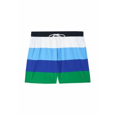 Afbeelding van Tommy Hilfiger Stripe MID Length Zwemshorts, Heren, Maat: Small, Wedge blue