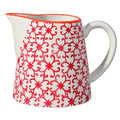 Afbeelding van Bloomingville Melkkannetje Carla Express Retro slagroomkannetje kleine pot Ø 8,5 x H cm, rood, keramiek, inhoud ca. 250 ml