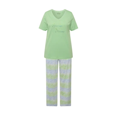 Afbeelding van Ulla Popken WAVE Print Twopiece Pyjama, Dames, Maat: 42/44, Light green