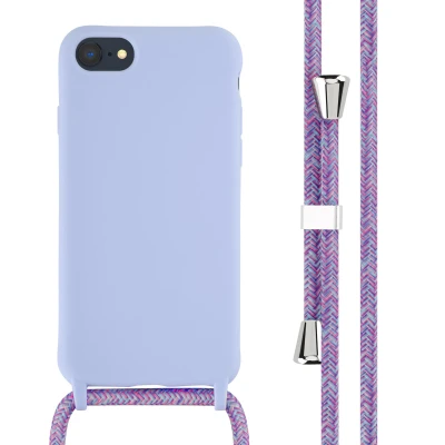 Afbeelding van Apple iPhone SE (2022) Hoesje Siliconen en TPU (zacht) iMoshion Softcase/Koordhoesje/Backcover Paars Telefoonhoesje