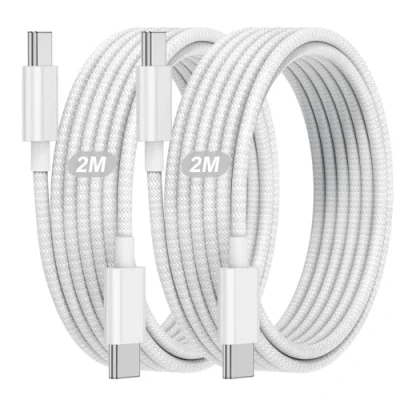 Afbeelding van 2 stuks USB C oplaadkabel 240 W nylon vlechtwerk meter snellaadkabel naar compatibel met iPhone 15 16, MacBook Air Pro, iPad, Samsung Galaxy S23 Ultra